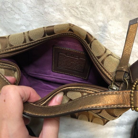 Coach signature hand bag small purse brown - Picture 3 of 4